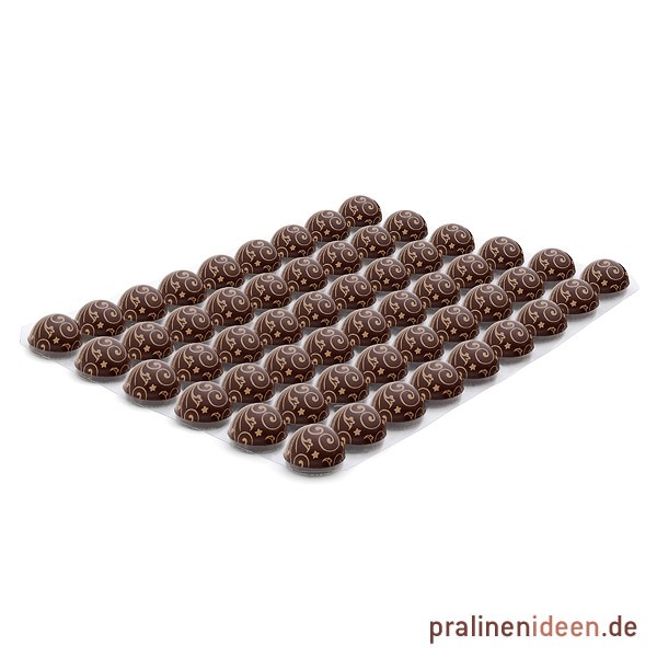 Dekor-Halbkugel Ornament Zartbitter, 1 Lage mit 54 Stück