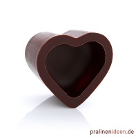 Herz-Halbschale Zartbitter, 1 Lage mit 54 Stück Herz-Halbschale Zartbitter, 1 Lage mit 54 Stück