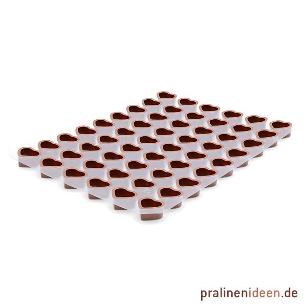 Herz-Halbschale Vollmilch, 1 Lage mit 54 Stück